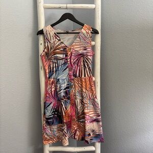 NWOT Tropical Palm Print Sleeveless Mini Dress Pockets S